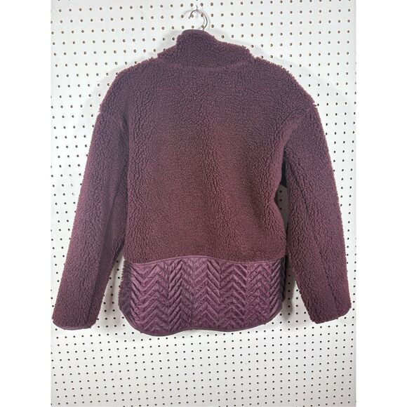 Athleta cozy Sherpa Snap Sweatshirt Pullover Plum Color Size M - Picture 2 of 7